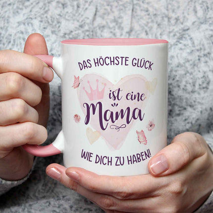 SEO. Bedruckte Tasse mit Spruch Das höchste Glück - Weiß Linkreich