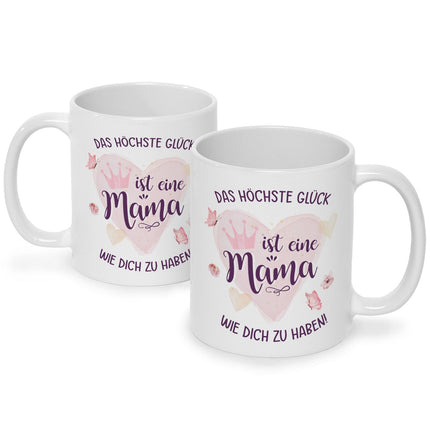 SEO. Bedruckte Tasse mit Spruch Das höchste Glück - Weiß Linkreich