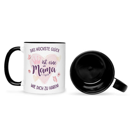 SEO. Bedruckte Tasse mit Spruch Das höchste Glück - Schwarz & Weiß Linkreich