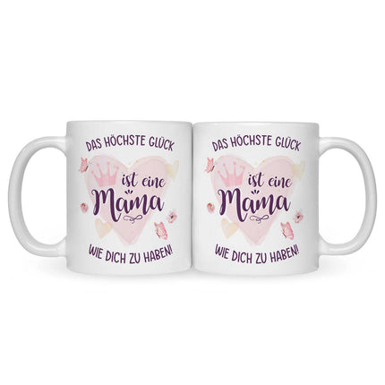SEO. Bedruckte Tasse mit Spruch Das höchste Glück - Weiß Linkreich