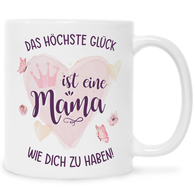 SEO. Bedruckte Tasse mit Spruch Das höchste Glück - Weiß Linkreich