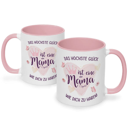 SEO. Bedruckte Tasse mit Spruch Das höchste Glück - Weiß Linkreich