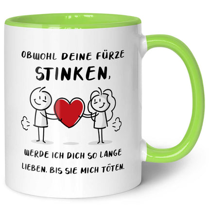 SEO. Bedruckte Tasse mit Spruch - Deine Fürze stinken - Grün Linkreich