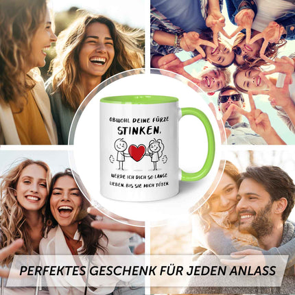 SEO. Bedruckte Tasse mit Spruch - Deine Fürze stinken - Grün Linkreich