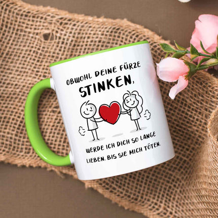 SEO. Bedruckte Tasse mit Spruch - Deine Fürze stinken - Grün Linkreich