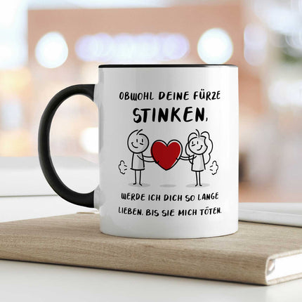 SEO. Bedruckte Tasse mit Spruch - Deine Fürze stinken - Weiß Linkreich
