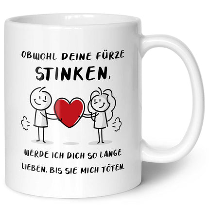 SEO. Bedruckte Tasse mit Spruch - Deine Fürze stinken - Weiß Linkreich