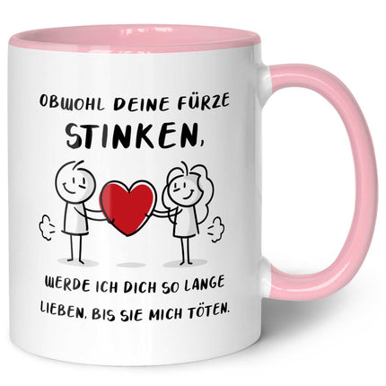 SEO. Bedruckte Tasse mit Spruch - Deine Fürze stinken - Rosa Linkreich