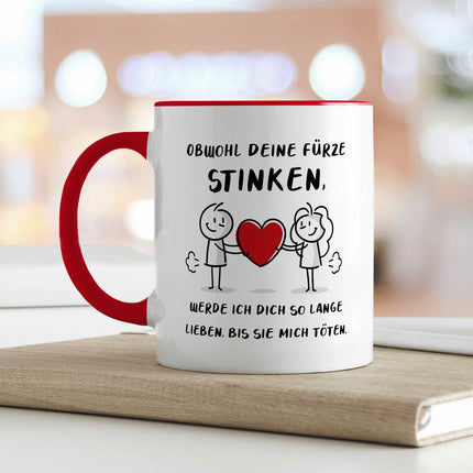 SEO. Bedruckte Tasse mit Spruch - Deine Fürze stinken - Rot Linkreich