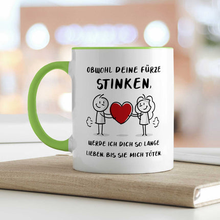 SEO. Bedruckte Tasse mit Spruch - Deine Fürze stinken - Grün Linkreich