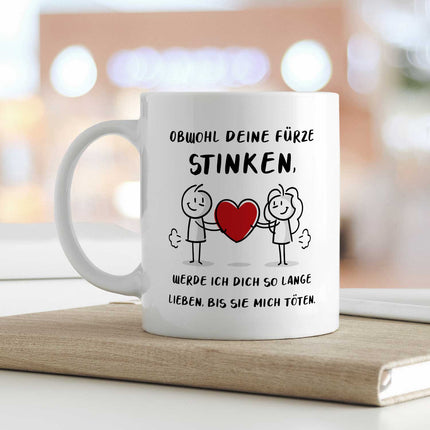 SEO. Bedruckte Tasse mit Spruch - Deine Fürze stinken - Weiß Linkreich