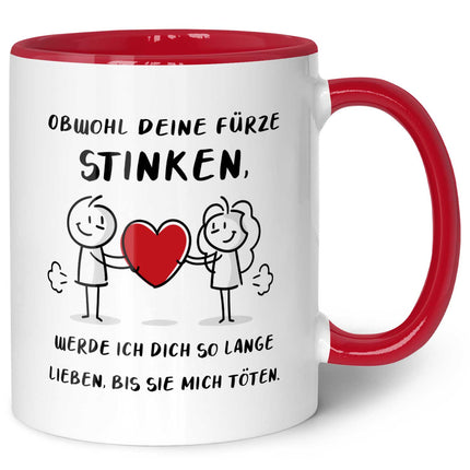 SEO. Bedruckte Tasse mit Spruch - Deine Fürze stinken - Rot Linkreich