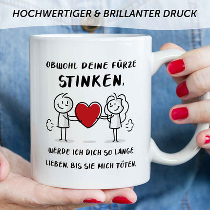 SEO. Bedruckte Tasse mit Spruch - Deine Fürze stinken - Weiß Linkreich