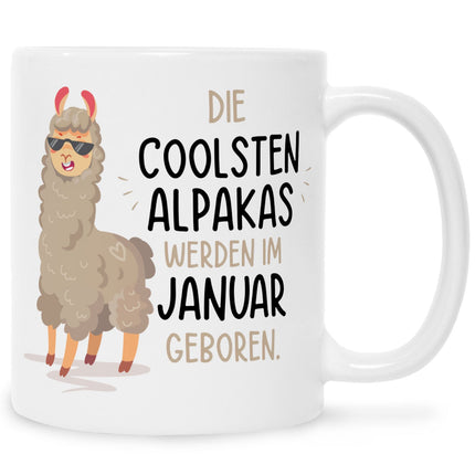 SEO. Bedruckte Tasse mit Spruch Die coolsten Alpakas - Weiß Linkreich