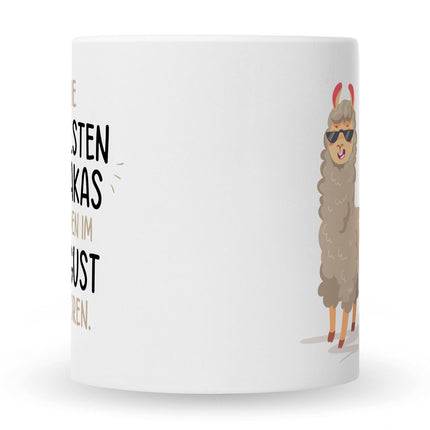 SEO. Bedruckte Tasse mit Spruch Die coolsten Alpakas - Weiß Linkreich