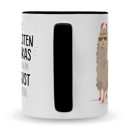 SEO. Bedruckte Tasse mit Spruch Die coolsten Alpakas - Schwarz & Weiß Linkreich