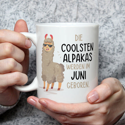 SEO. Bedruckte Tasse mit Spruch Die coolsten Alpakas - Weiß Linkreich