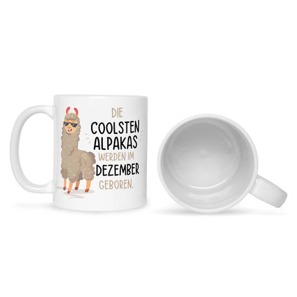 SEO. Bedruckte Tasse mit Spruch Die coolsten Alpakas - Weiß Linkreich