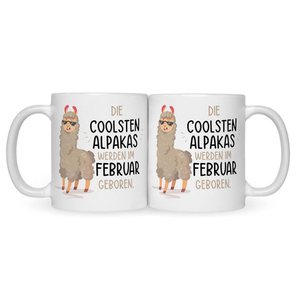 SEO. Bedruckte Tasse mit Spruch Die coolsten Alpakas - Weiß Linkreich