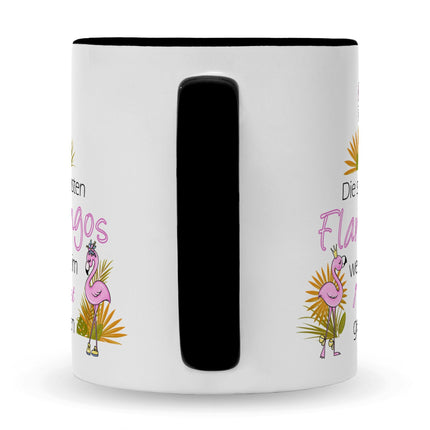 SEO. Bedruckte Tasse mit Spruch Die schönsten Flamingos - Schwarz & Weiß Linkreich