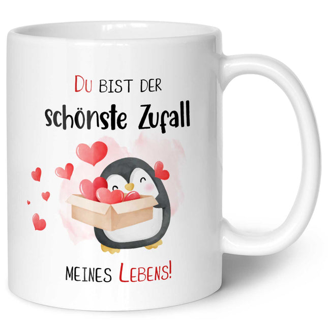 SEO. Bedruckte Tasse mit Spruch - Du bist der schönste Zufall meines Lebens - Weiß Linkreich