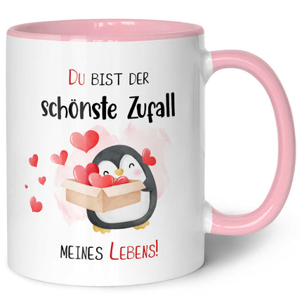 SEO. Bedruckte Tasse mit Spruch - Du bist der schönste Zufall meines Lebens - Rosa Linkreich