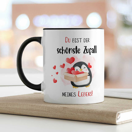 SEO. Bedruckte Tasse mit Spruch - Du bist der schönste Zufall meines Lebens - Weiß Linkreich