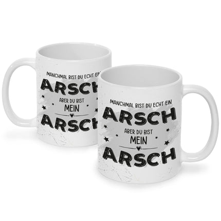 SEO. Bedruckte Tasse mit Spruch Du bist mein Arsch - Weiß Linkreich