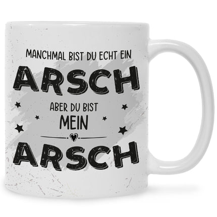 SEO. Bedruckte Tasse mit Spruch Du bist mein Arsch - Weiß Linkreich