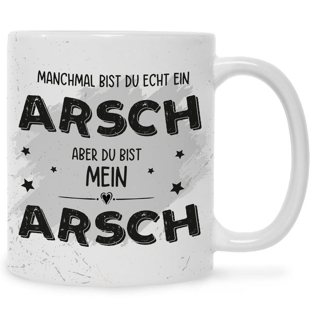 SEO. Bedruckte Tasse mit Spruch Du bist mein Arsch - Weiß Linkreich