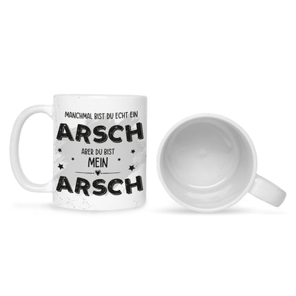 SEO. Bedruckte Tasse mit Spruch Du bist mein Arsch - Weiß Linkreich