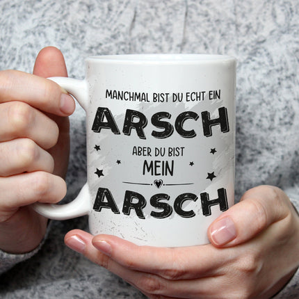 SEO. Bedruckte Tasse mit Spruch Du bist mein Arsch - Weiß Linkreich