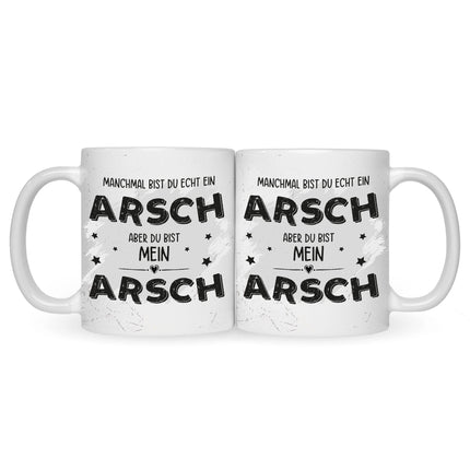 SEO. Bedruckte Tasse mit Spruch Du bist mein Arsch - Weiß Linkreich