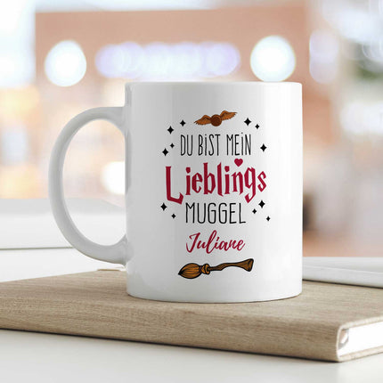 SEO. Bedruckte Tasse mit Spruch - Du bist mein Lieblingsmuggel mit Namen - Weiß Linkreich
