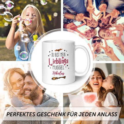 SEO. Bedruckte Tasse mit Spruch - Du bist mein Lieblingsmuggel mit Namen - Weiß Linkreich