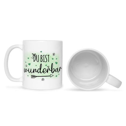 SEO. Bedruckte Tasse mit Spruch Du bist wunderbar - Weiß Linkreich