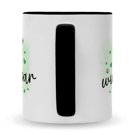 SEO. Bedruckte Tasse mit Spruch Du bist wunderbar - Schwarz & Weiß Linkreich