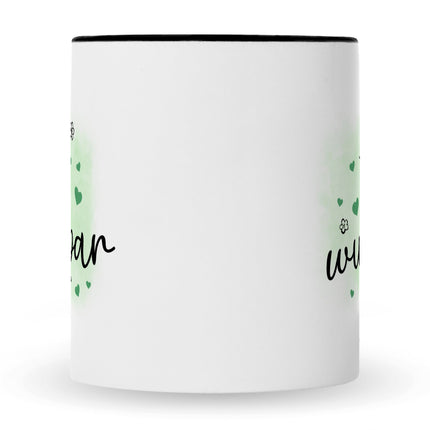 SEO. Bedruckte Tasse mit Spruch Du bist wunderbar - Schwarz & Weiß Linkreich