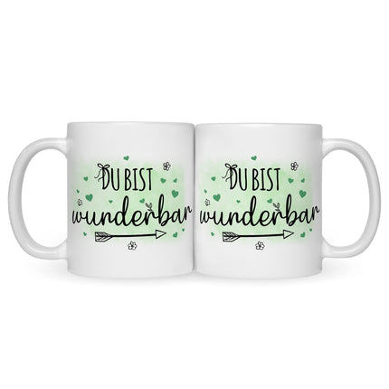SEO. Bedruckte Tasse mit Spruch Du bist wunderbar - Weiß Linkreich