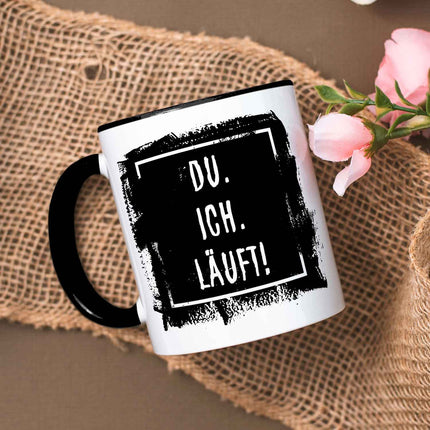 SEO. Bedruckte Tasse mit Spruch - Du. Ich. Läuft! - Schwarz & Weiß Linkreich