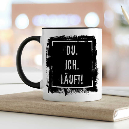 SEO. Bedruckte Tasse mit Spruch - Du. Ich. Läuft! - Weiß Linkreich