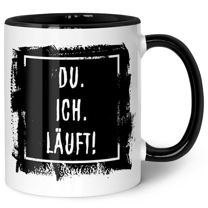 SEO. Bedruckte Tasse mit Spruch - Du. Ich. Läuft! - Schwarz & Weiß Linkreich