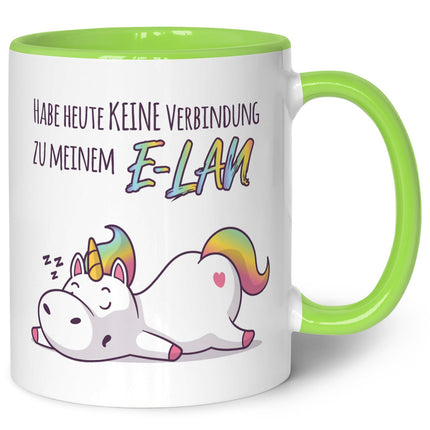 SEO. Bedruckte Tasse mit Spruch E - Lan - Hellgrün Linkreich