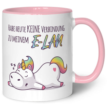 SEO. Bedruckte Tasse mit Spruch E - Lan - Rosa Linkreich