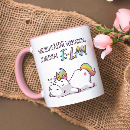 SEO. Bedruckte Tasse mit Spruch E - Lan - Weiß Linkreich