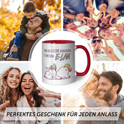 SEO. Bedruckte Tasse mit Spruch E - Lan - Dunkelgrün Linkreich