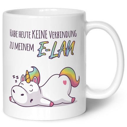 SEO. Bedruckte Tasse mit Spruch E - Lan - Weiß Linkreich