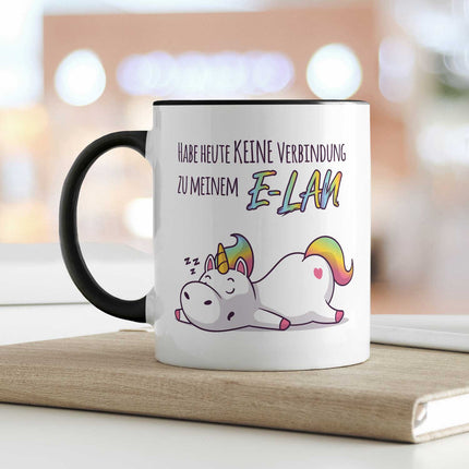 SEO. Bedruckte Tasse mit Spruch E - Lan - Dunkelgrün Linkreich