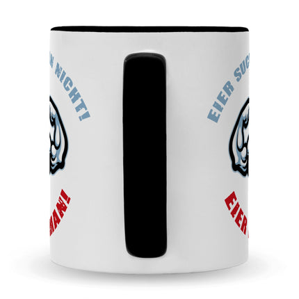 SEO. Bedruckte Tasse mit Spruch Eier hat man! - Schwarz & Weiß Linkreich