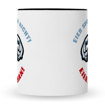 SEO. Bedruckte Tasse mit Spruch Eier hat man! - Schwarz & Weiß Linkreich